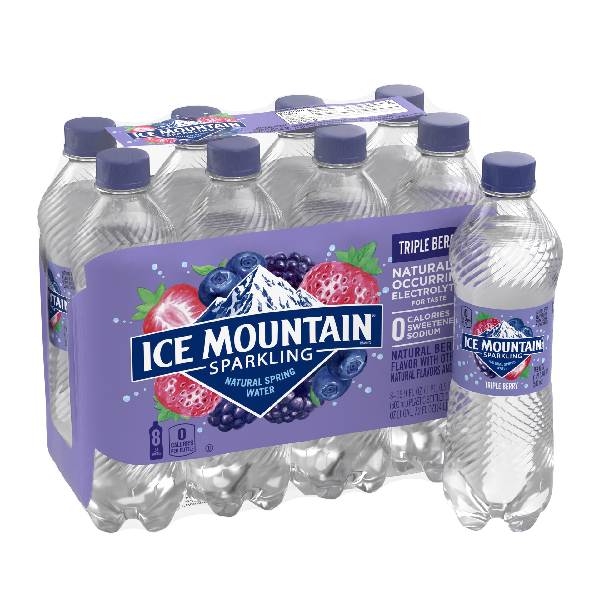 slide 2 of 5, Ice Mountain Sparkling Water, Triple Berry, 16.9 oz. Bottles (8 Count), 16.9 fl oz