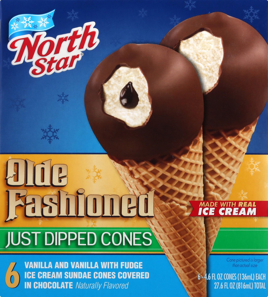 slide 8 of 13, North Star Just Dipped Cones Ice Cream 6 ea, 6 ct