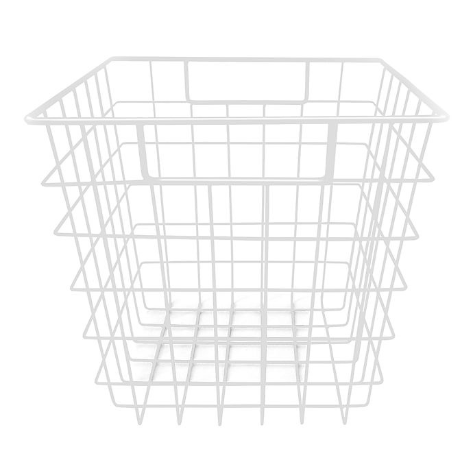 slide 1 of 1, Simply Essential Wire Storage Bin - White, 11 in