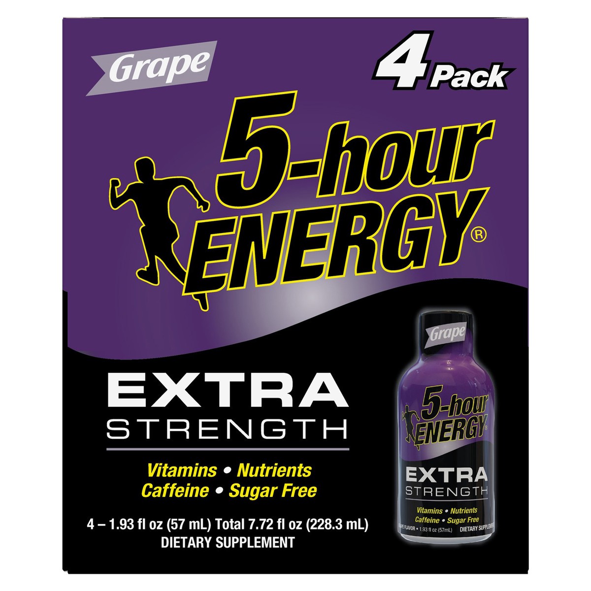 slide 1 of 1, 5-hour ENERGY Shot, Extra Strength, Grape, 4 ct