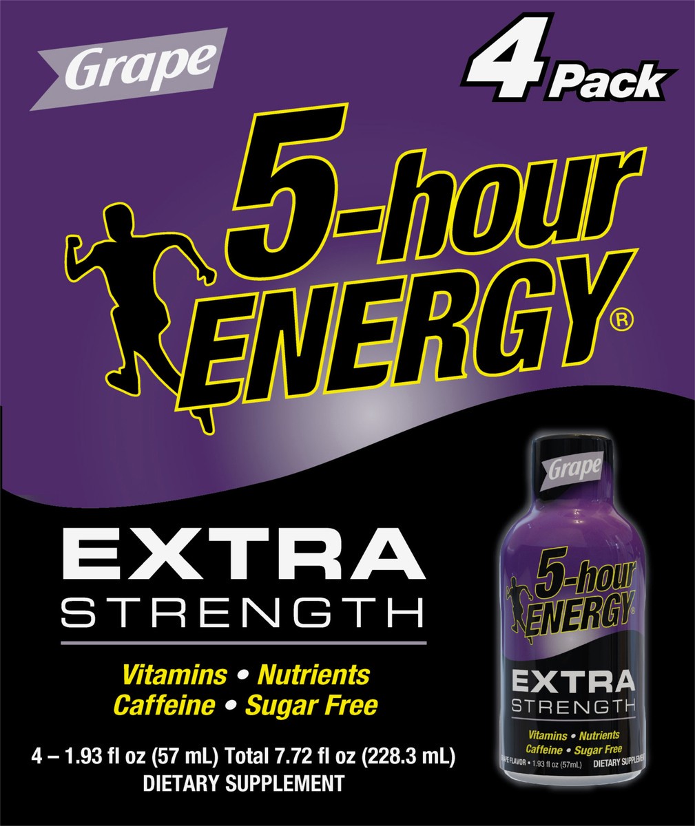 slide 1 of 5, 5-hour ENERGY Shot, Extra Strength, Grape - 4 ct, 4 ct