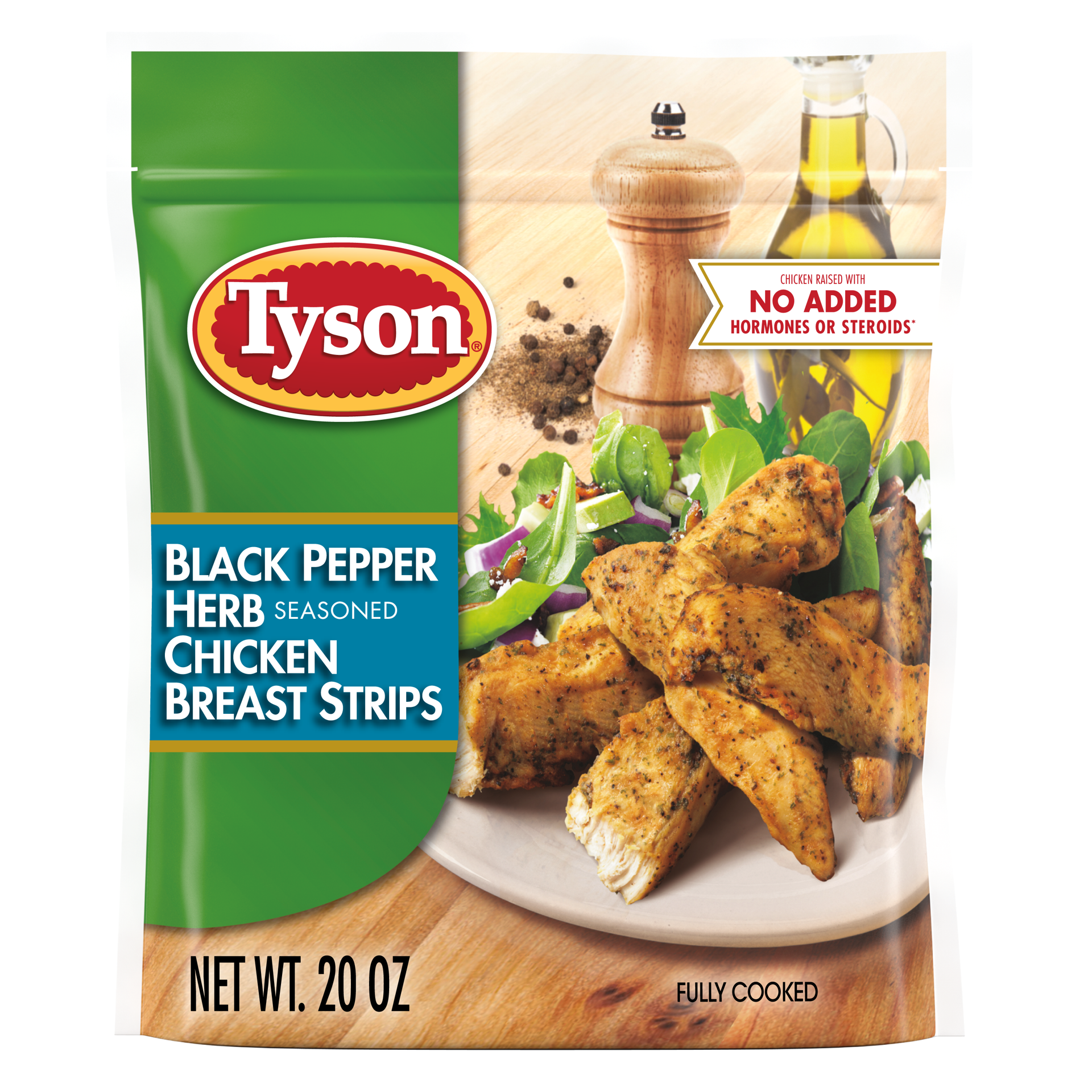 slide 1 of 8, Tyson Black Pepper Herb Seasoned Chicken Breast Strips, 20 oz. (Frozen), 20 oz