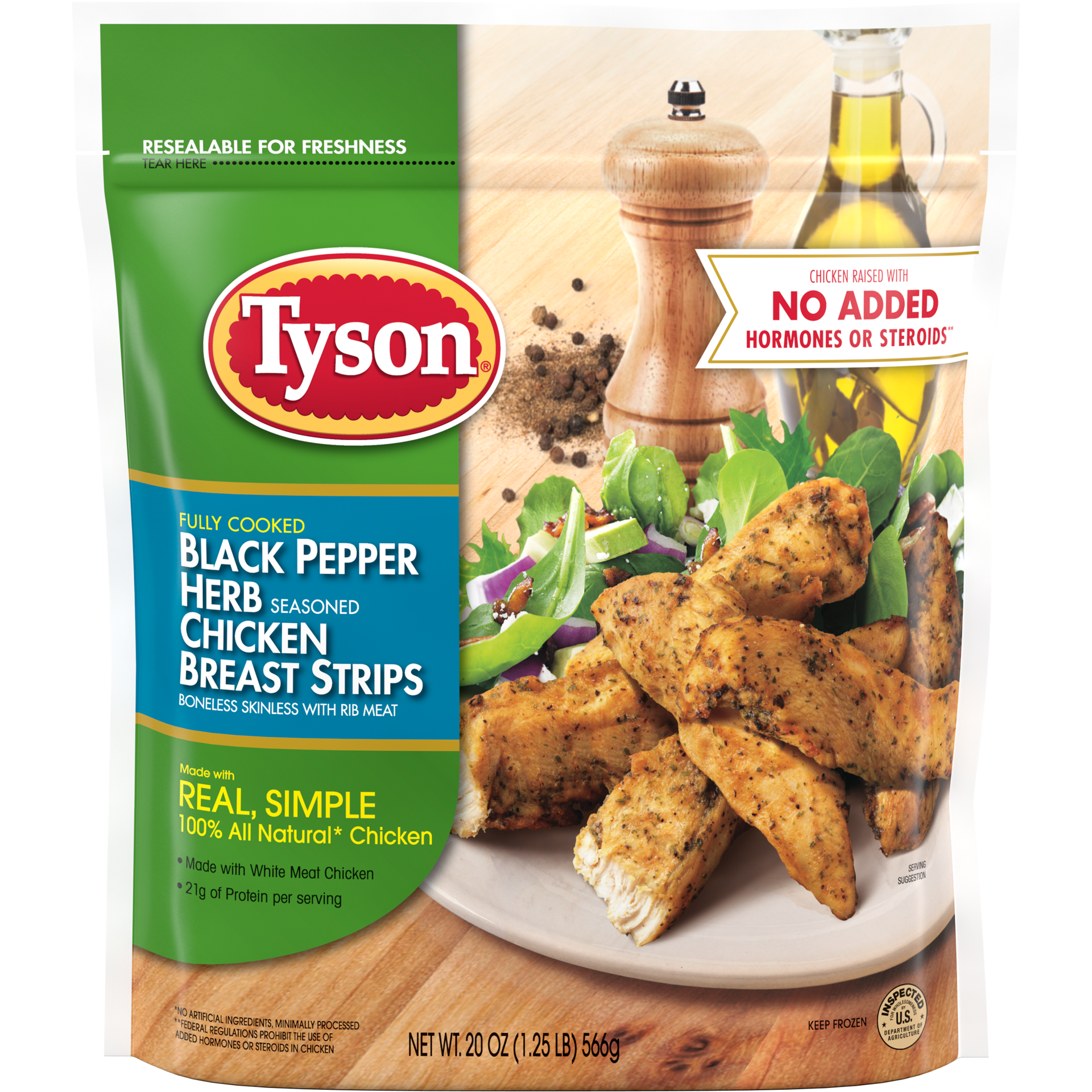 slide 1 of 13, Tyson Black Pepper Herb Seasoned Chicken Breast Strips, 20 oz. (Frozen), 20 oz