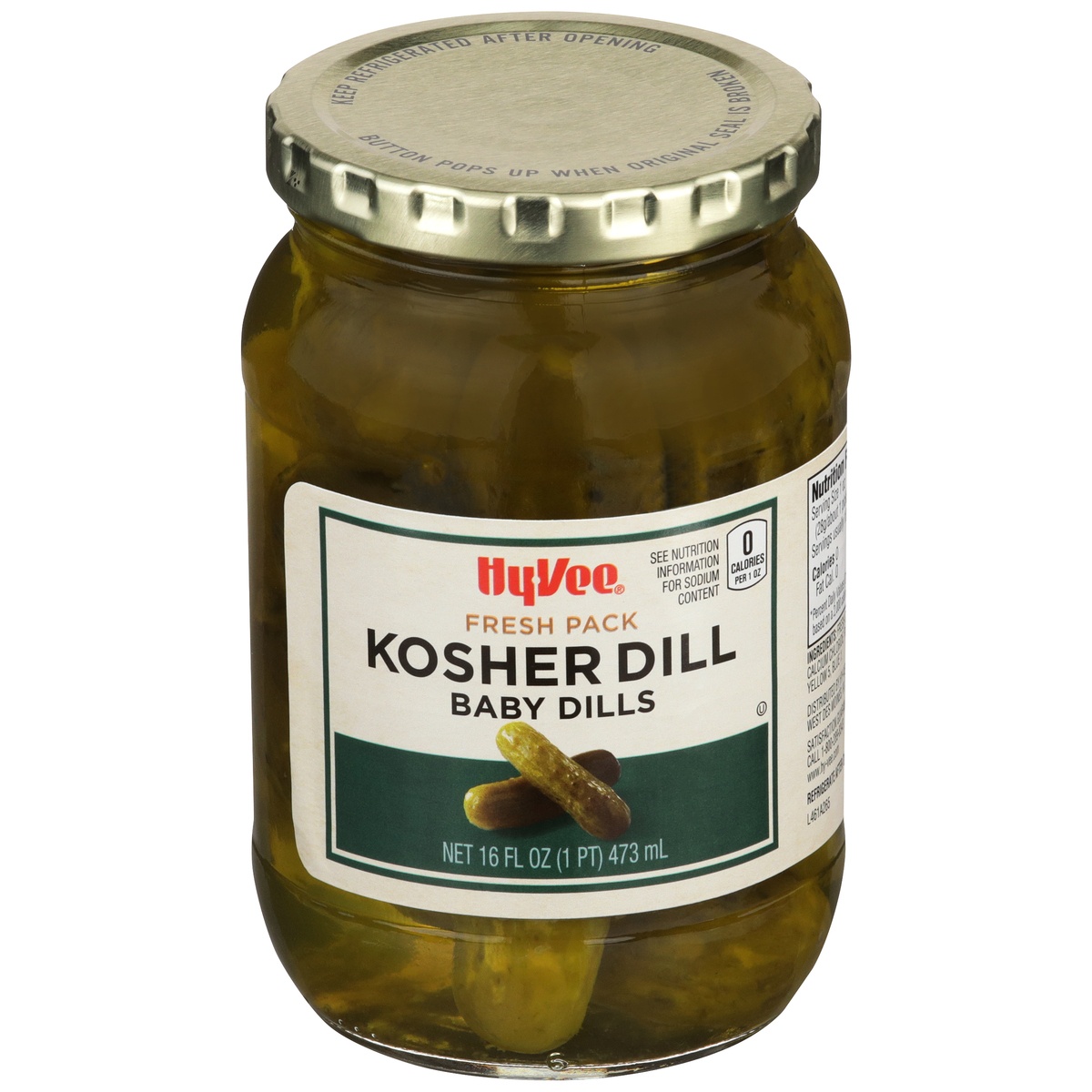 slide 1 of 1, Hy-vee Kosher Dill Baby Dills, 16 fl oz