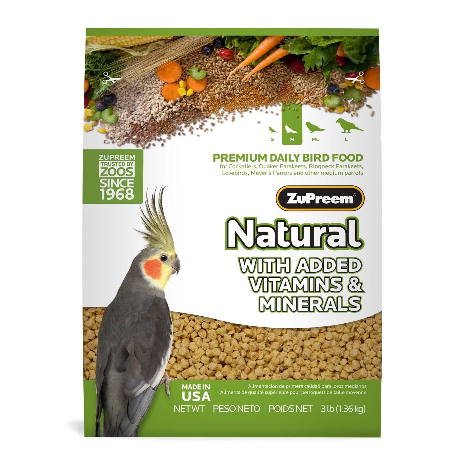 slide 1 of 1, ZuPreem Avianmaintenance Natural Bird Diet for Cockatiels, 2.5 lb