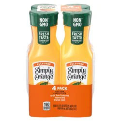 Simply Orange Pulp Free Juice Bottles, 11.5 fl oz, 4 Pack