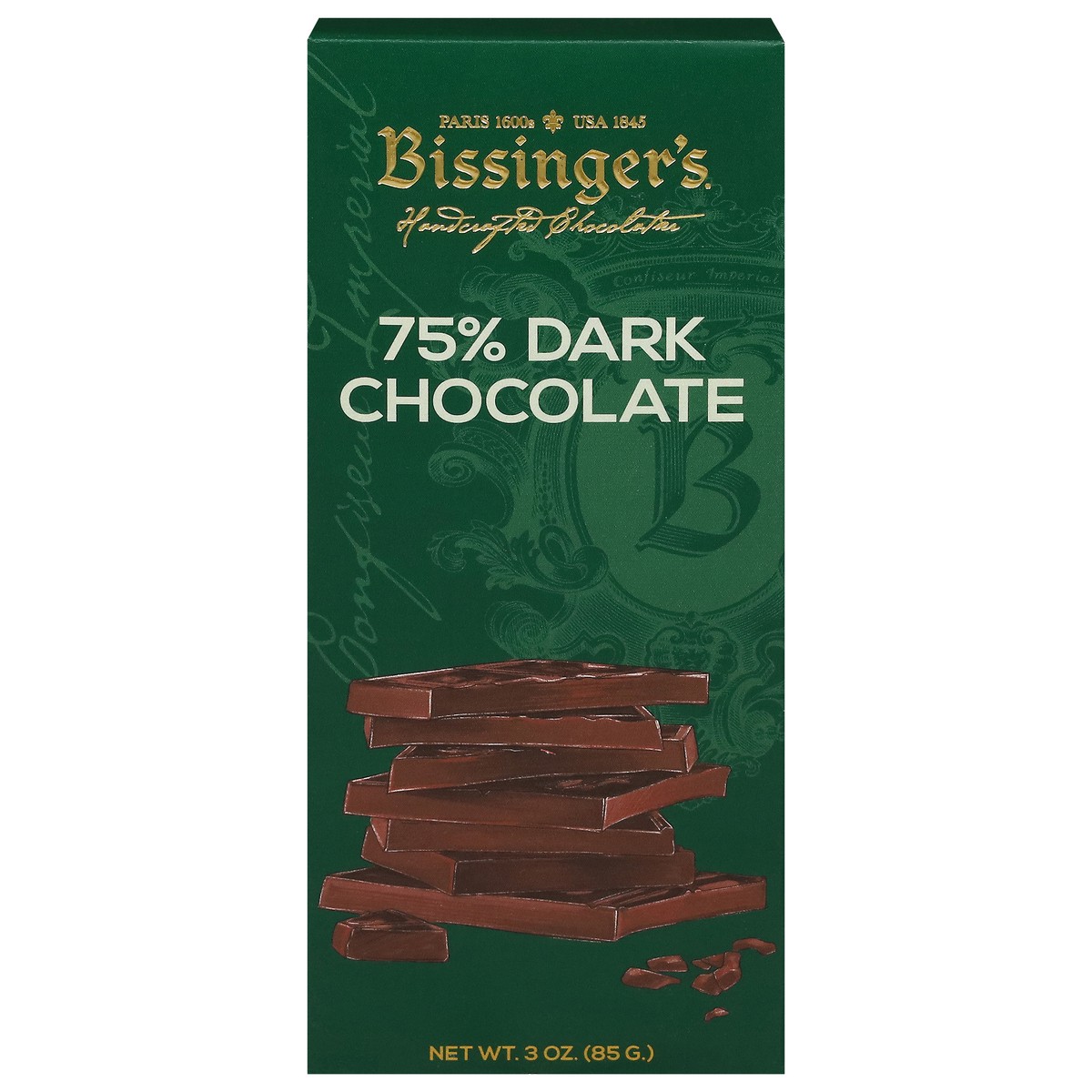 slide 1 of 4, Bissinger's 75% Dark Chocolate 3 oz, 3 oz