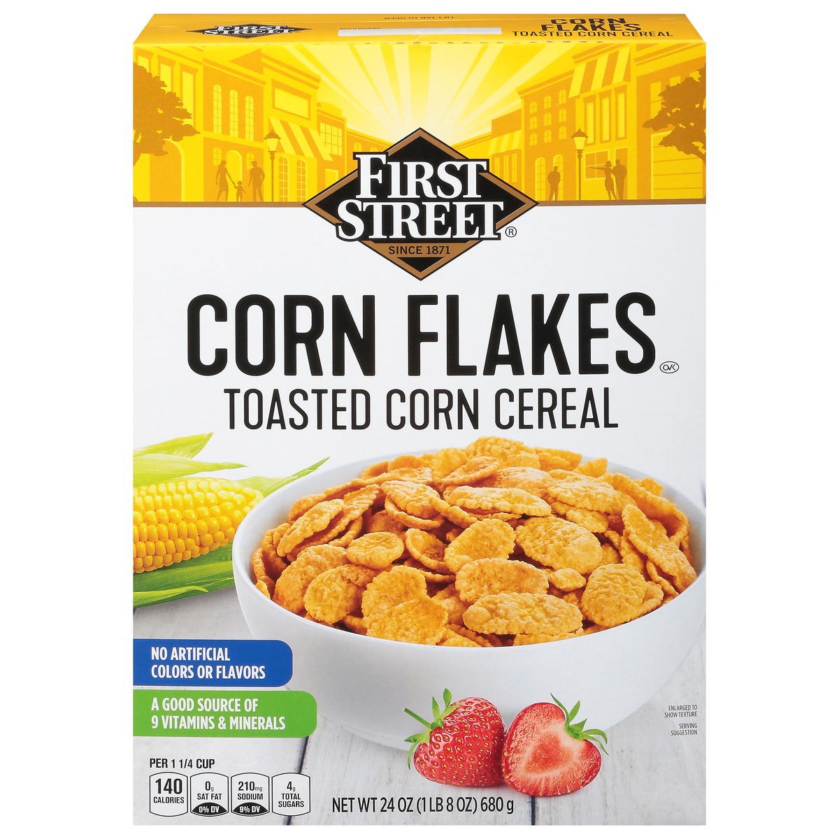 slide 13 of 14, First Street Cereal Corn Flakes Toasted, 24 oz