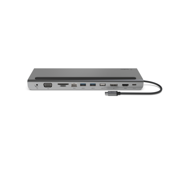 slide 12 of 13, Belkin USB C Hub, 11-in-1 Multi-Port Laptop Dock with 4K HDMI, DP, VGA, USB C Docking Station with 100W Power Delivery, USB A, Gigabit Ethernet, SD, MicroSD, 3.5mm Port For MacBook Pro, Air and More, 1 ct