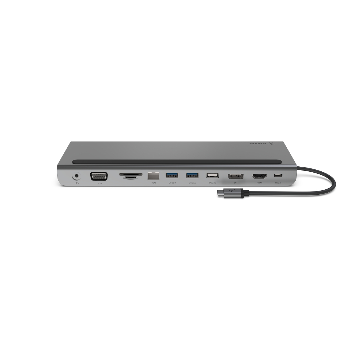 slide 11 of 13, Belkin USB C Hub, 11-in-1 Multi-Port Laptop Dock with 4K HDMI, DP, VGA, USB C Docking Station with 100W Power Delivery, USB A, Gigabit Ethernet, SD, MicroSD, 3.5mm Port For MacBook Pro, Air and More, 1 ct