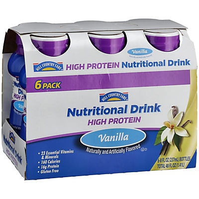 slide 1 of 1, Hill Country Fare High Protein Vanilla Nutritional Drink 6 pk, 8 oz