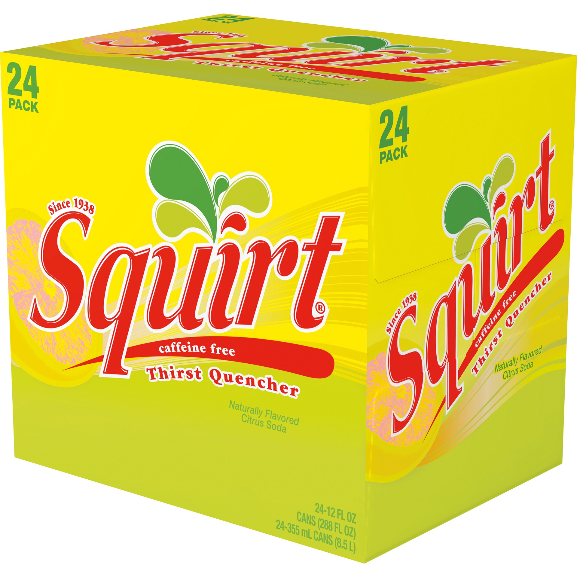 slide 2 of 3, Squirt Citrus Soda, 12 fl oz cans, 24 pack, 24 ct; 12 fl oz