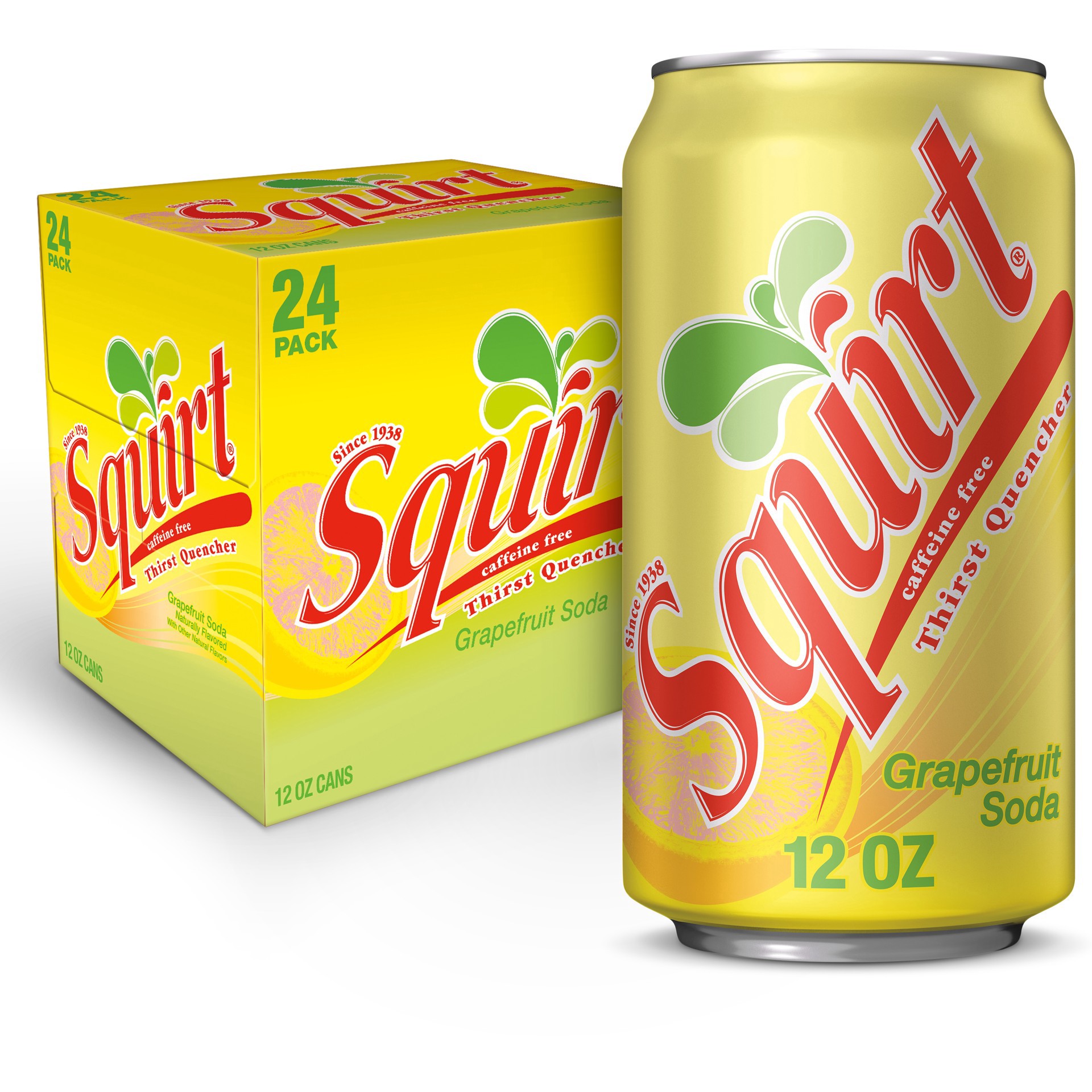 slide 1 of 3, Squirt Citrus Soda, 12 fl oz cans, 24 pack, 24 ct; 12 fl oz