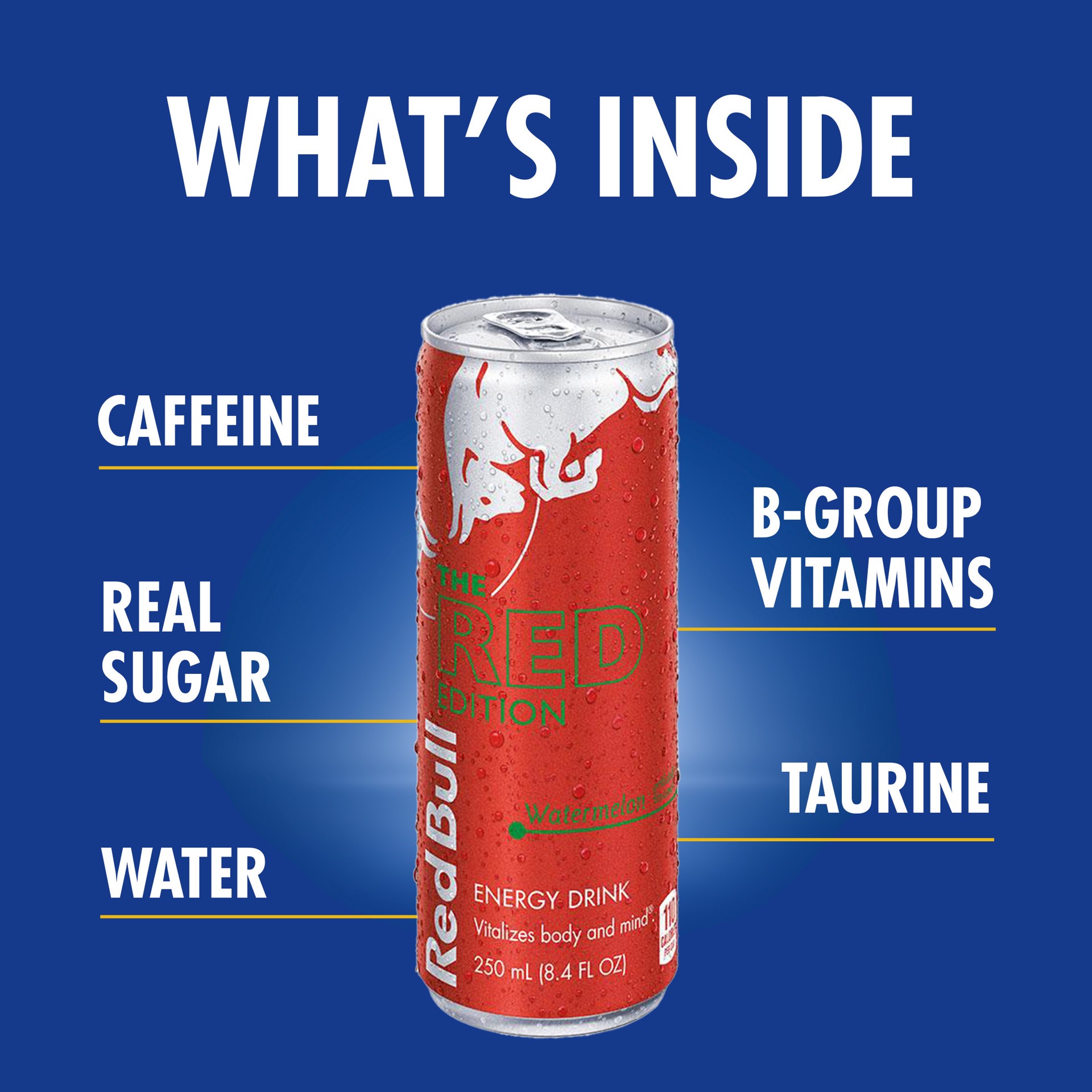 slide 3 of 4, Red Bull Red Edition Energy Drink, Watermelon, 80mg Caffeine, 8.4 fl oz, Pack of 4 Cans, 4 ct; 8.4 fl oz