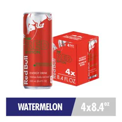Red Bull Red Edition Energy Drink, Watermelon, 80mg Caffeine, 8.4 fl oz, Pack of 4 Cans