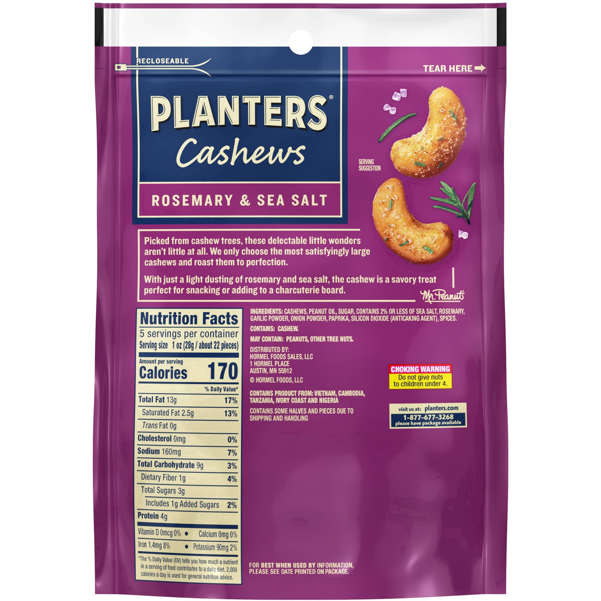 slide 24 of 57, Planters Rosemary & Sea Salt Cashews 5 oz, 5 oz