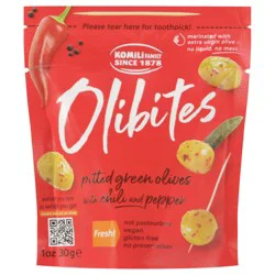 Olibites Pitted Green Olives With Chili And Pepper 1 Ounce