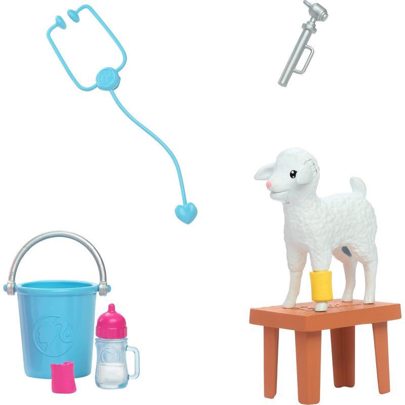 slide 6 of 6, Barbie 65th Anniversary Careers Farm Vet Doll & 10 Accessories Including Lamb with Moving Ears, 1 ct