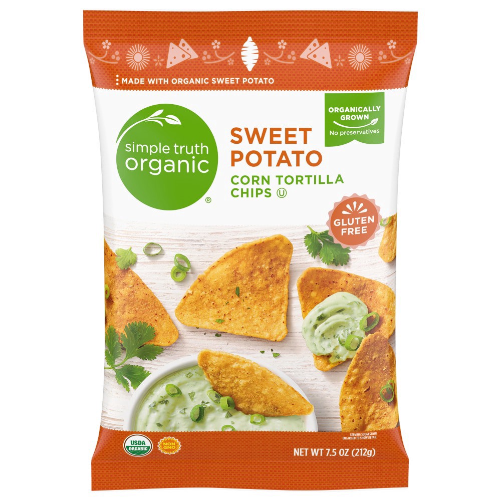 slide 1 of 4, Simple Truth Organic Gluten Free Sweet Potato Corn Tortilla Chips, 7.5 oz