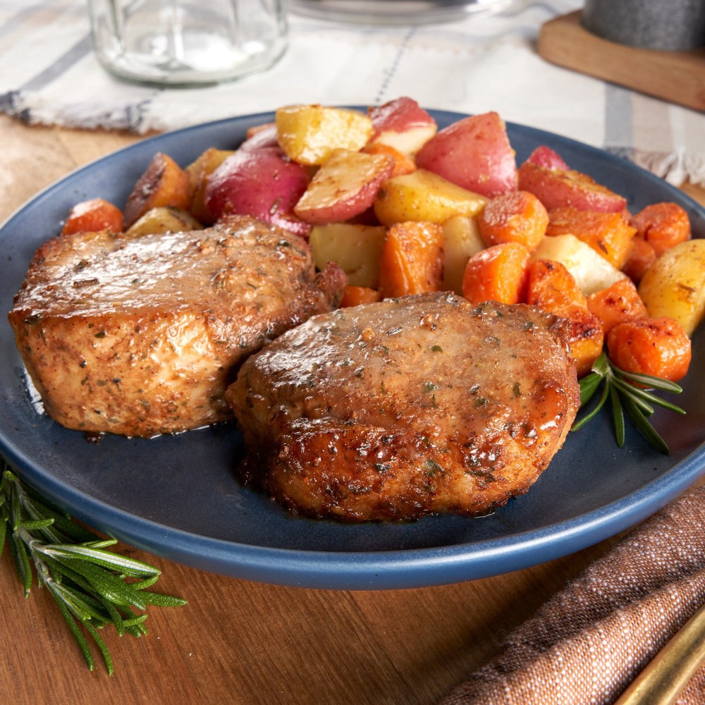 slide 2 of 2, Tyson Sheet Pan Kit, Applewood Smoked Pork Medallions with Vegetables and Herb Butter Sauce, 36 oz