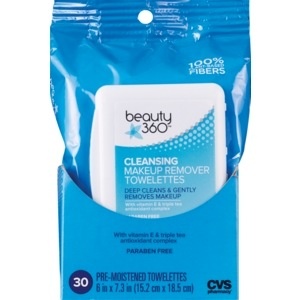 slide 1 of 1, Beauty 360 Cleansing Makeup Remover Towelettes, 30/Pack, 30 ct