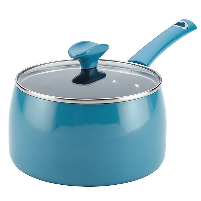 slide 1 of 4, Rachael Ray Cityscapes Nonstick Covered Saucepan - Turquoise, 3 qt