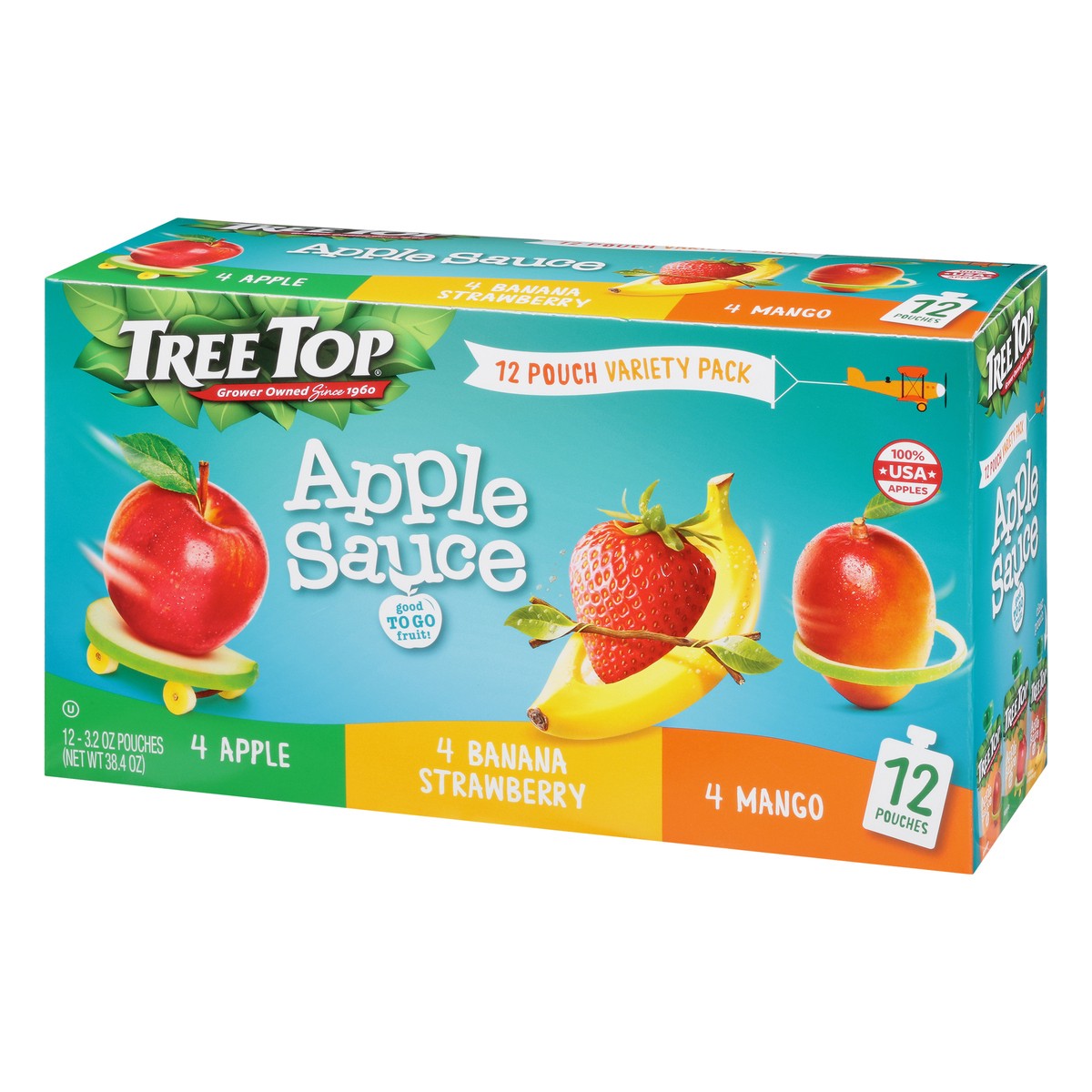 slide 5 of 9, Tree Top Apple/Banana Strawberry/Mango Apple Sauce Variety Pack 12 - 3.2 oz Pouches, 38.4 oz