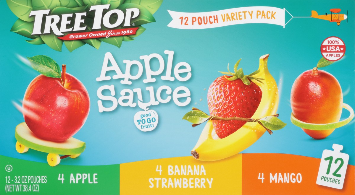 slide 8 of 9, Tree Top Apple/Banana Strawberry/Mango Apple Sauce Variety Pack 12 - 3.2 oz Pouches, 38.4 oz