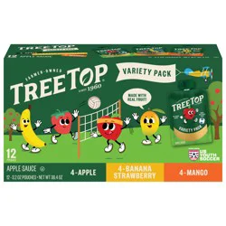 Tree Top Apple/Banana Strawberry/Mango Apple Sauce Variety Pack, 12 - 3.2 oz Pouches