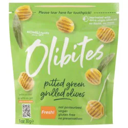Olibites Pitted Green Grilled Olives 1 oz