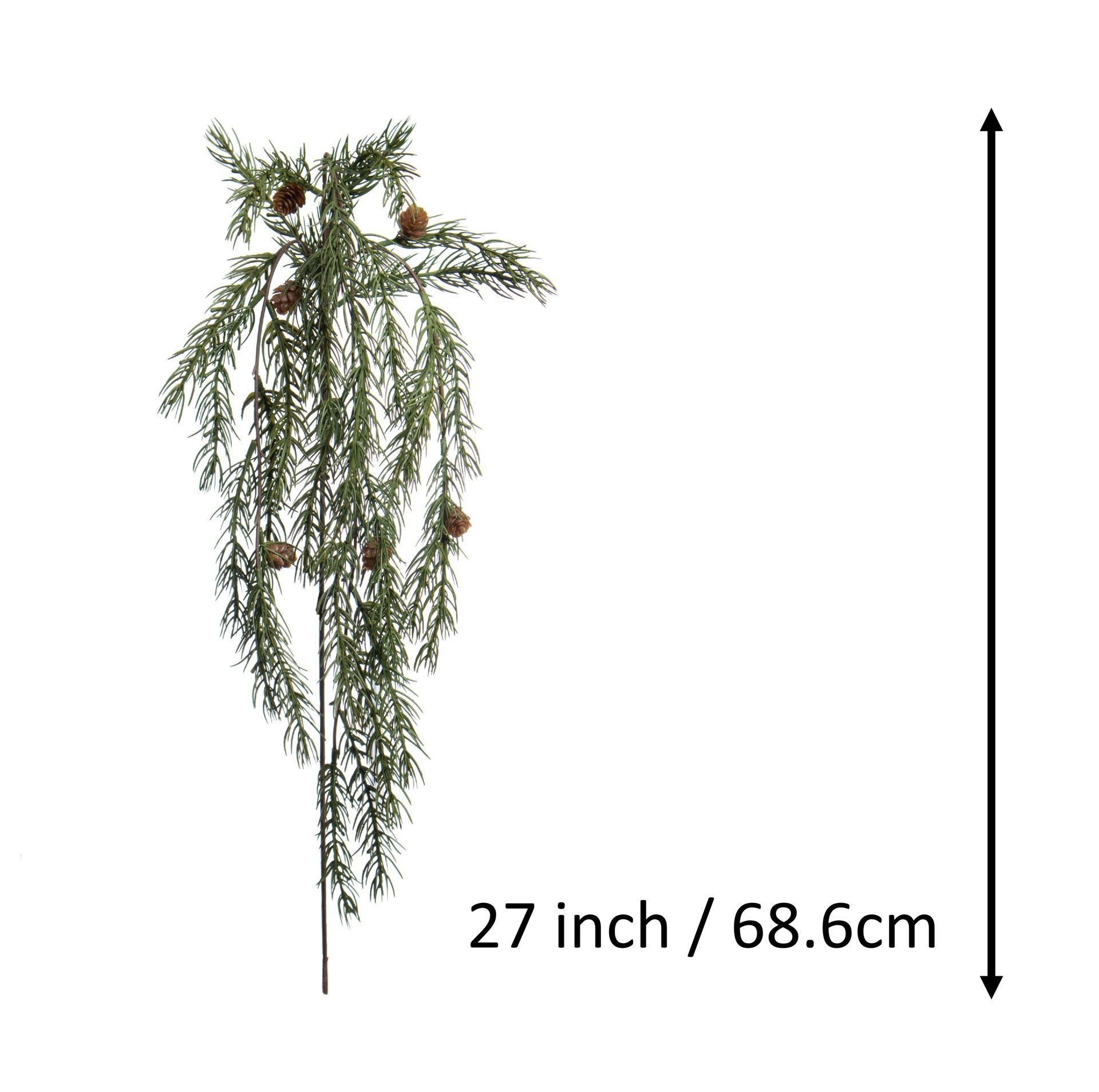 slide 3 of 3, 27" Green Hanging Pine With Pinecone Stem By Ashland, 6 in x 2 in x 27 in