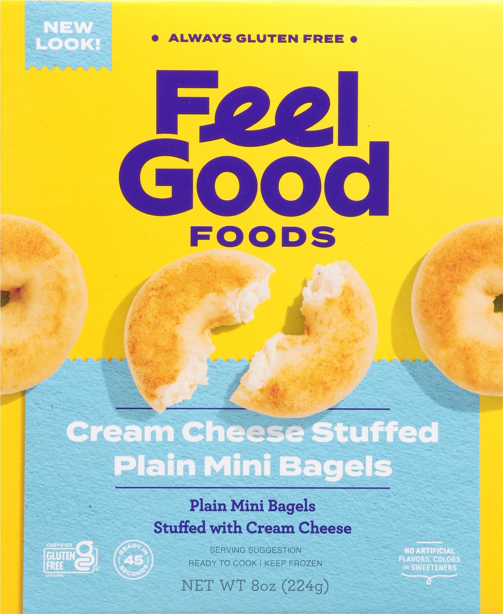 slide 3 of 14, Feel Good Foods Stuffed Cream Cheese Plain Bagels Mini 8 oz, 8 oz