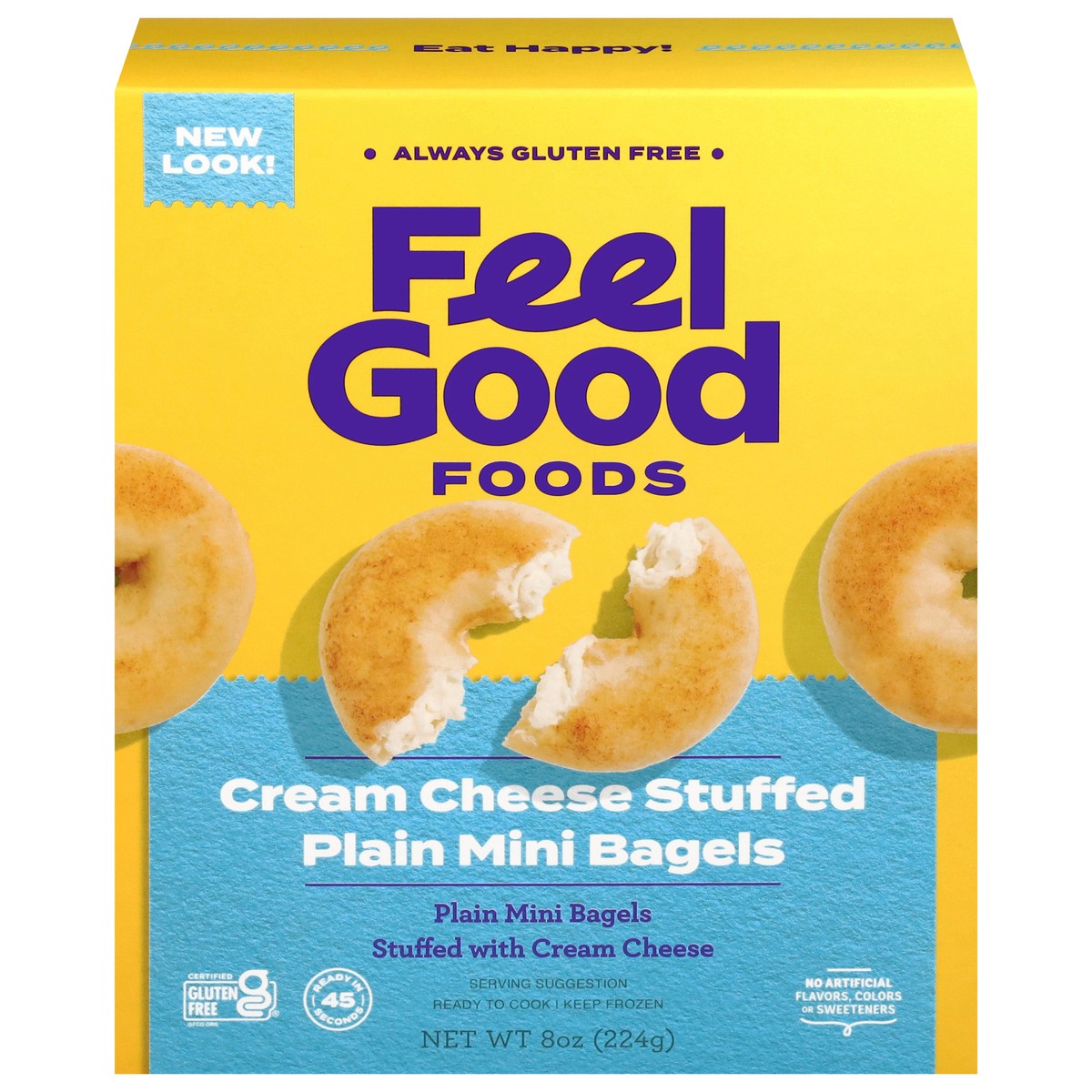 slide 1 of 14, Feel Good Foods Stuffed Cream Cheese Plain Bagels Mini 8 oz, 8 oz