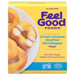 Feel Good Foods Foods Gluten Free Cream Cheese Stuffed Plain Bagels Mini 8 oz
