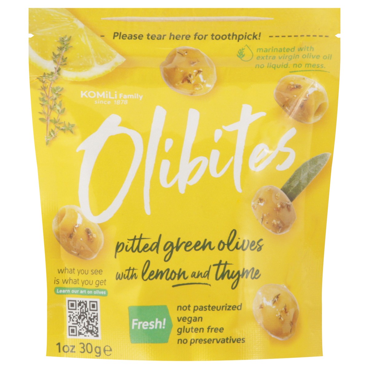 slide 7 of 13, Olibites Green Olives With Lemon & Thyme 1 Ounce, 1 oz