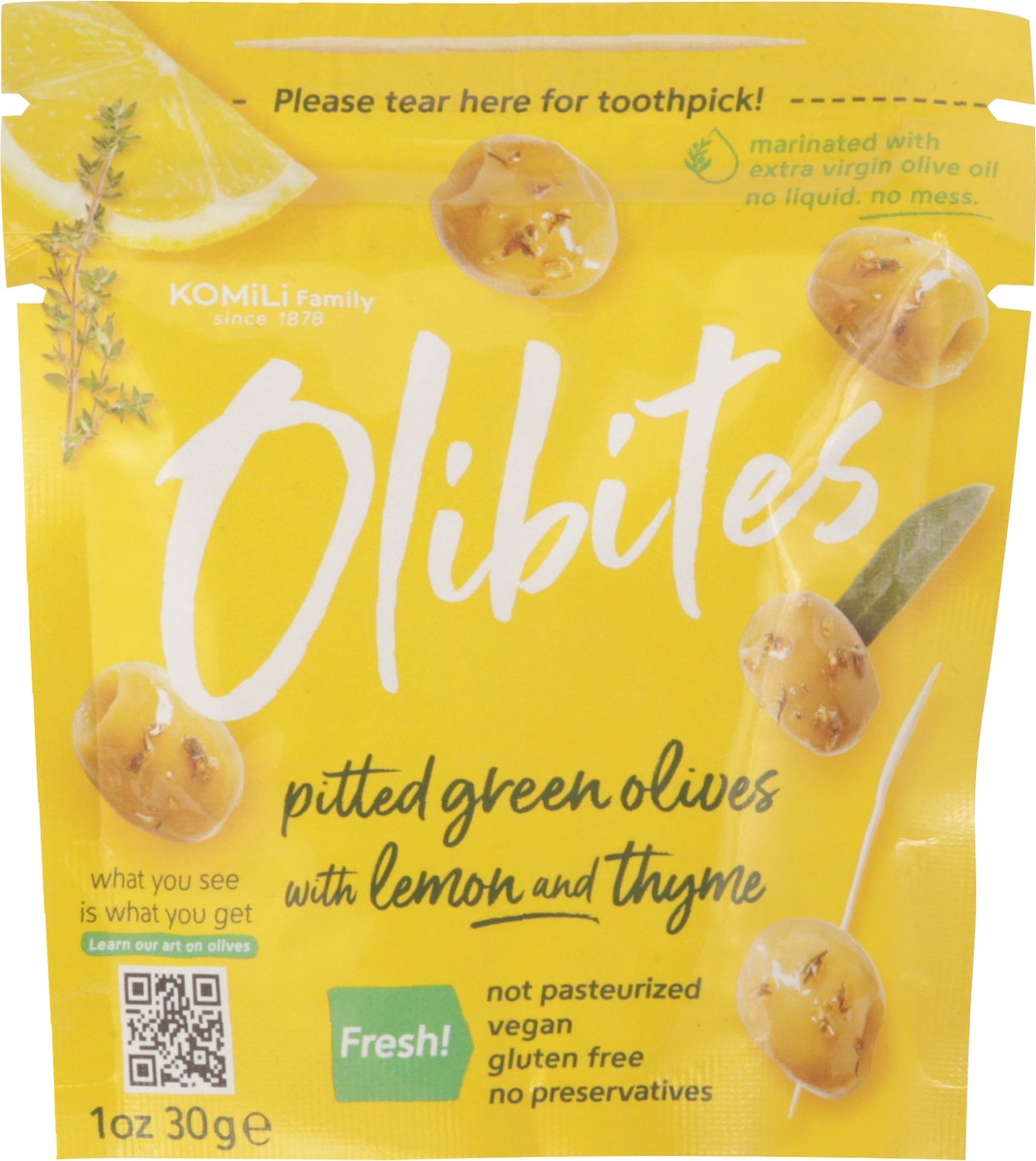 slide 8 of 13, Olibites Green Olives With Lemon & Thyme 1 Ounce, 1 oz