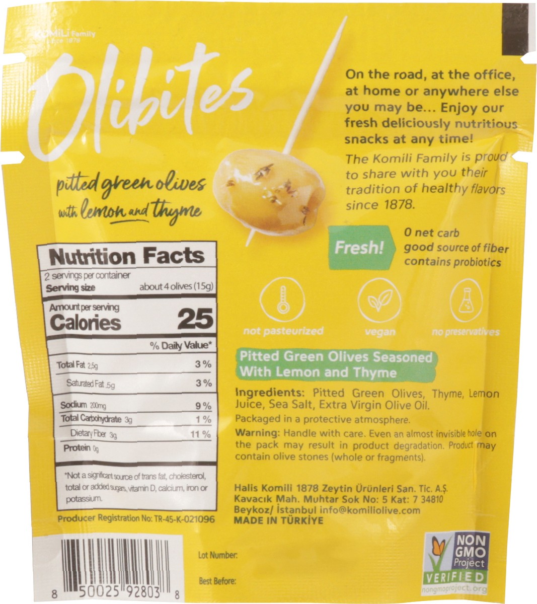 slide 3 of 13, Olibites Green Olives With Lemon & Thyme 1 Ounce, 1 oz