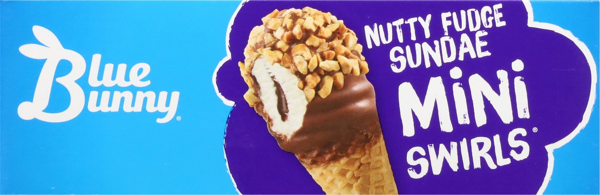 slide 8 of 14, Blue Bunny Mini Swirls Nutty Fudge Sundae Cones Frozen Dessert, 8 Pack, 8 ct