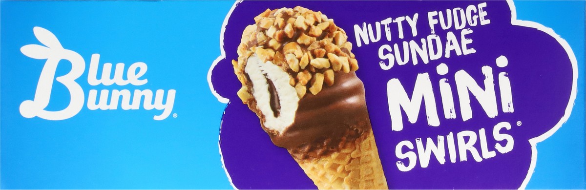 slide 4 of 14, Blue Bunny Mini Swirls Nutty Fudge Sundae Cones Frozen Dessert, 8 Pack, 8 ct