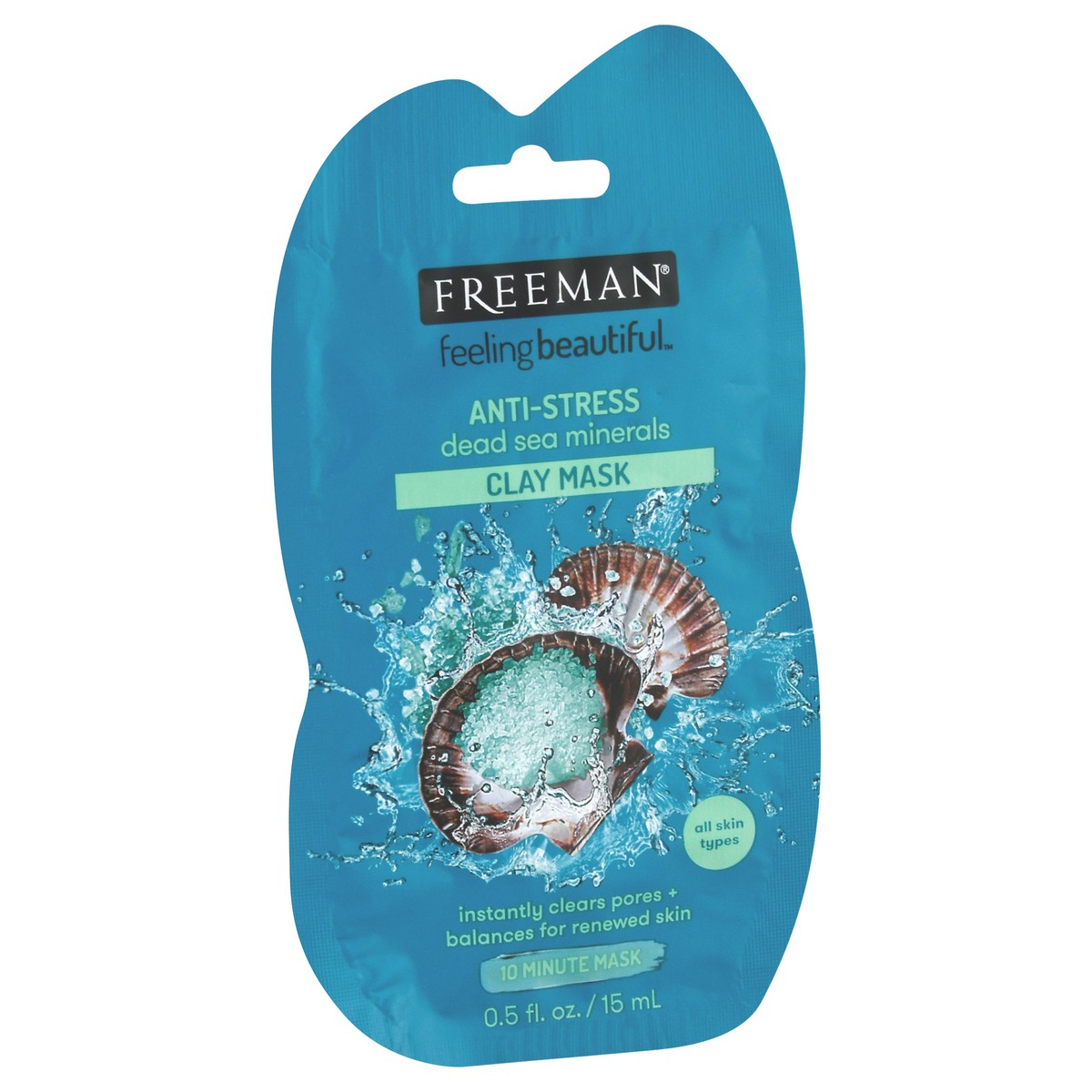 slide 2 of 10, Freeman Feeling Beautiful Facial Mask, Anti-Stress, Dead Sea Minerals, 0.5 oz; 15 ml