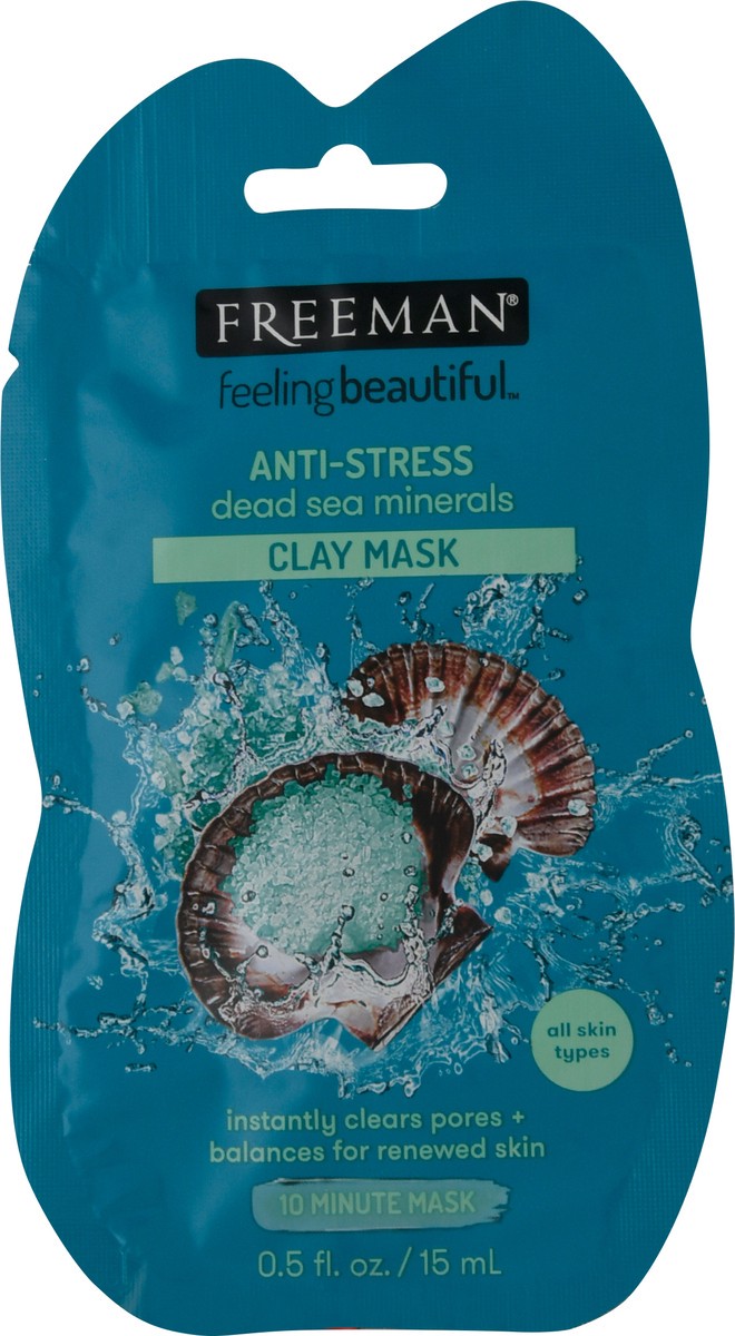 slide 8 of 10, Freeman Feeling Beautiful Facial Mask, Anti-Stress, Dead Sea Minerals, 0.5 oz; 15 ml