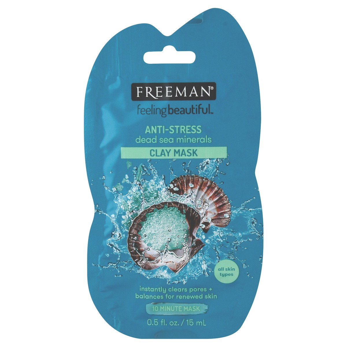 slide 10 of 10, Freeman Feeling Beautiful Facial Mask, Anti-Stress, Dead Sea Minerals, 0.5 oz; 15 ml