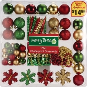 slide 1 of 1, Merry Brite 100ct Shatterproof Ornaments, 100 ct