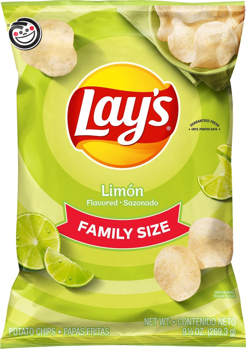 slide 4 of 6, Lay's Family Size Limon Flavored Potato Chips 9.5 oz, 10.5 oz