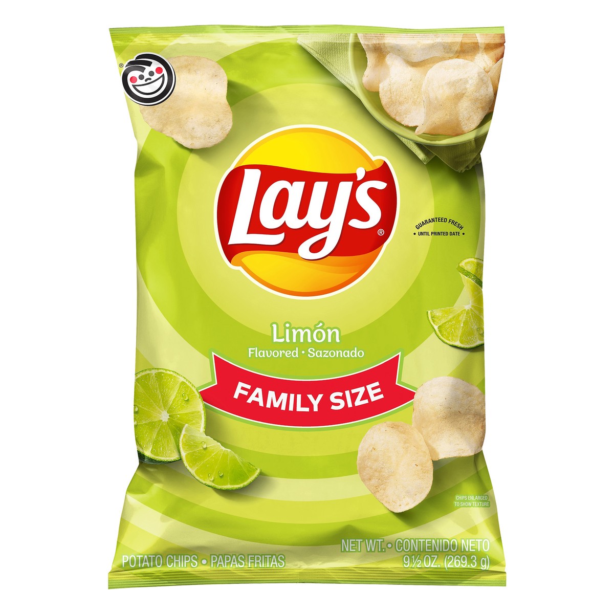 slide 1 of 6, Lay's Family Size Limon Flavored Potato Chips 9.5 oz, 10.5 oz