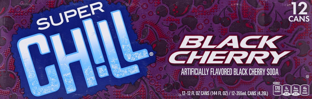 slide 4 of 7, Super Chill Black Cherry Soda 12Pk, 12 x 12 fl