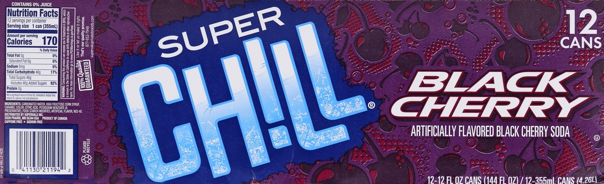 slide 6 of 7, Super Chill Black Cherry Soda 12Pk, 12 x 12 fl