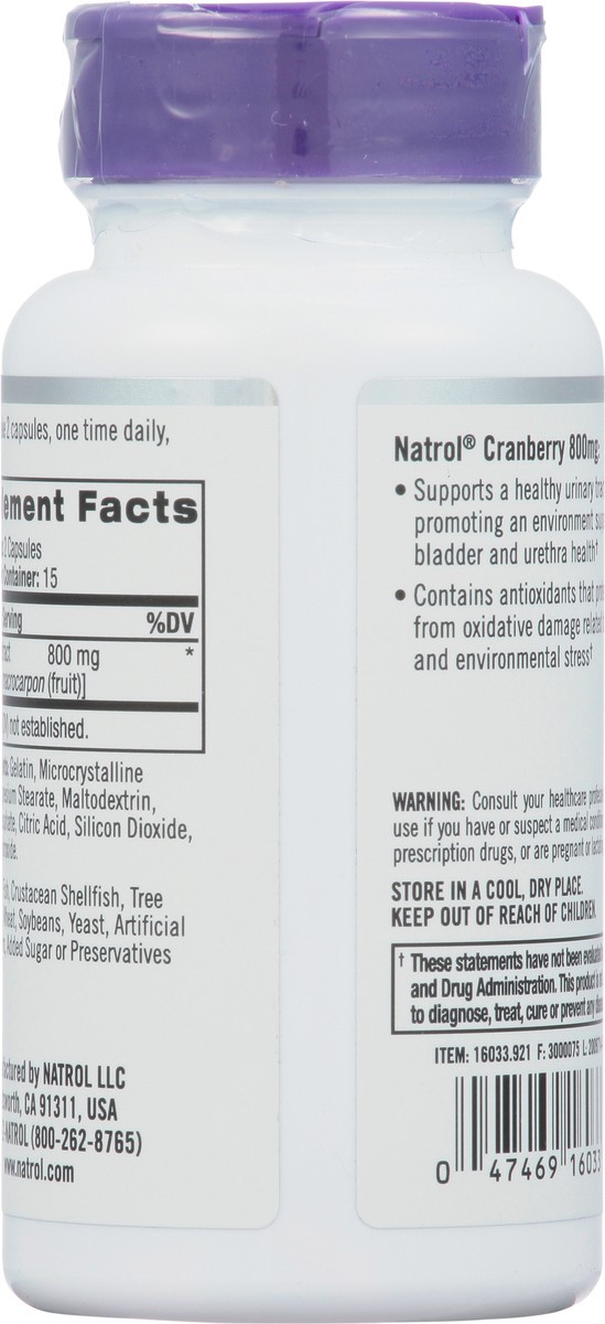 slide 6 of 14, Natrol, Cranberry Capsules, Dietary Supplement, Supports Urinary Tract Health, Contains Antioxidants, 430 mg, 30 Count, 1 ct