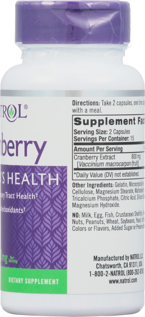 slide 9 of 14, Natrol, Cranberry Capsules, Dietary Supplement, Supports Urinary Tract Health, Contains Antioxidants, 430 mg, 30 Count, 1 ct