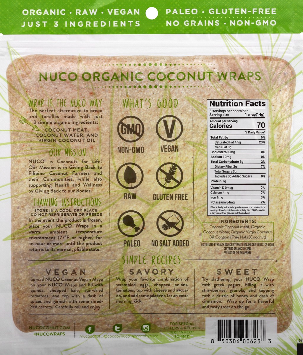 slide 9 of 13, NUCO Organic Cocnut Wraps, 2.47 oz